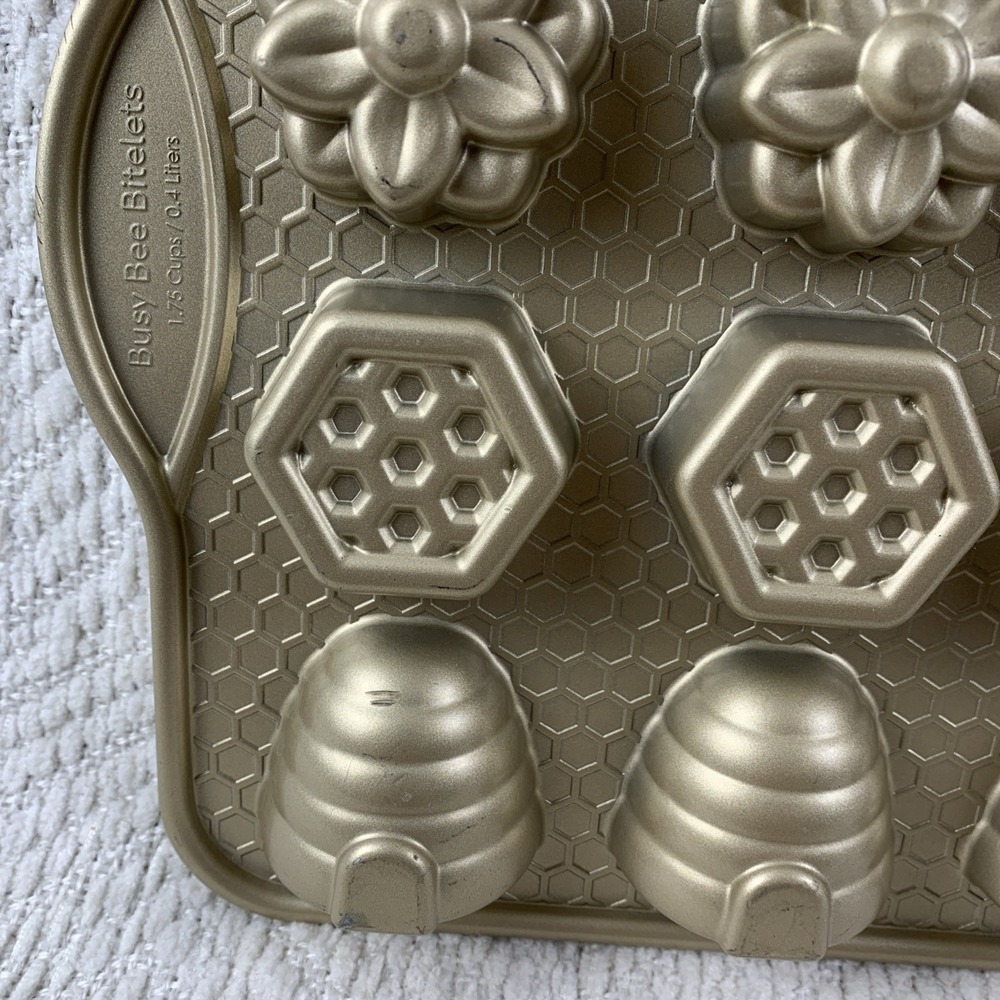 Nordic Ware Gold Bee, Flower & Hive Mini Cakelet Pan - Picture 14 of 16